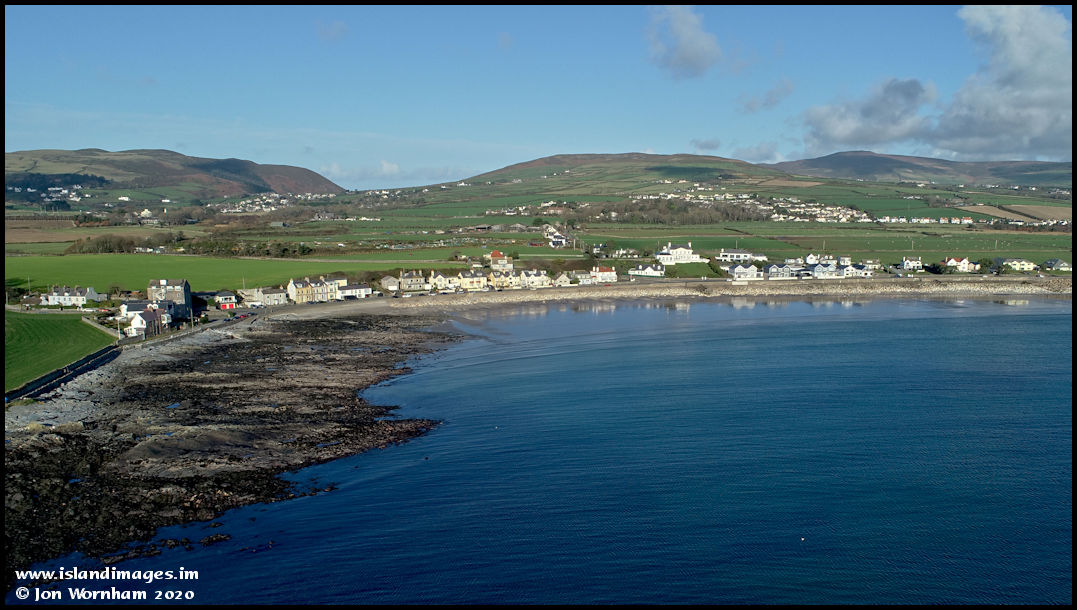Aerial view of Gansey Shore, Isle of Man 22/11/20